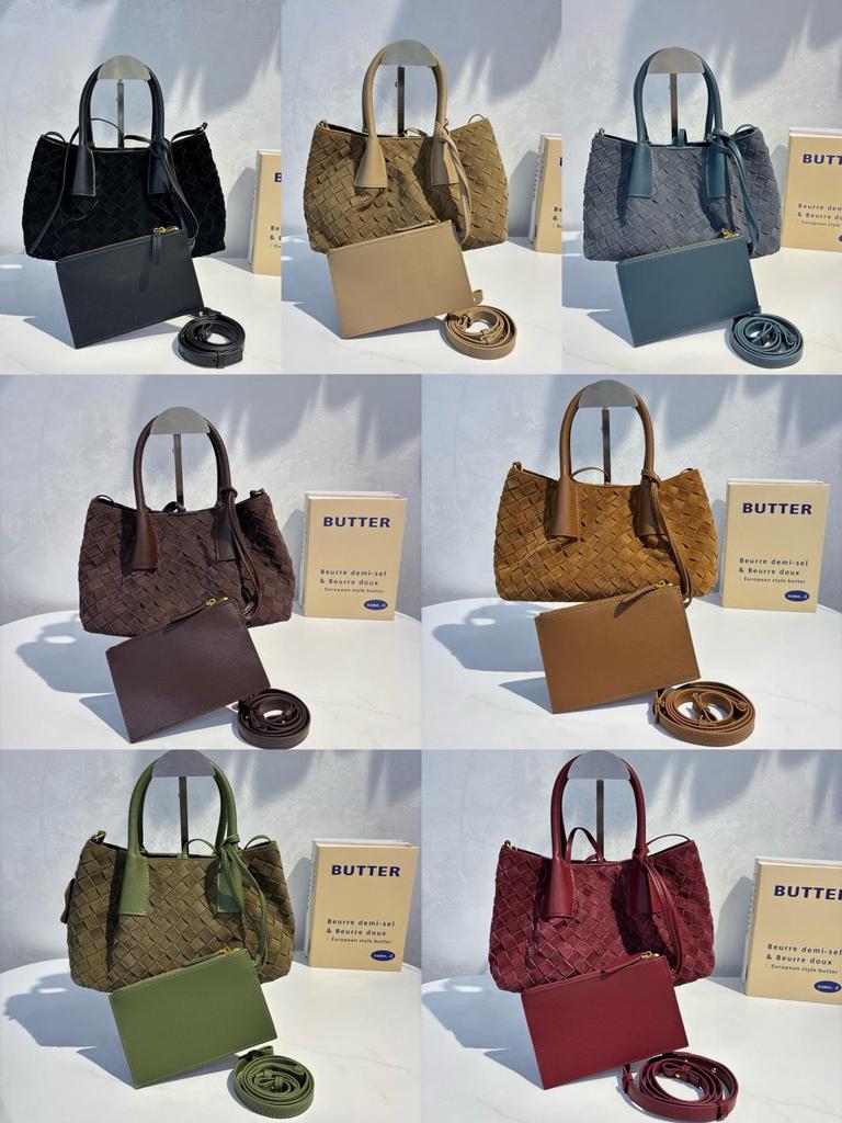 Осенняя ретро плетёная сумка-тоут из замши: Универсальная сумка через плечо и через плечо