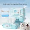 80Pcs/Pack Tear Stain Removal Pet Wipes No-rinse Dog Cat Pure Water Wet Dog Cat