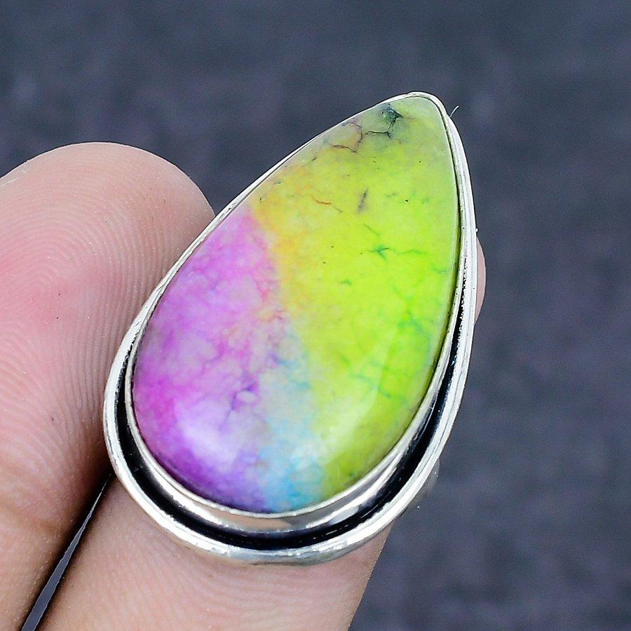 Natural Rainbow Solar Quartz 925 Sterling Silver Jewelry Ring Size 6 W7a05