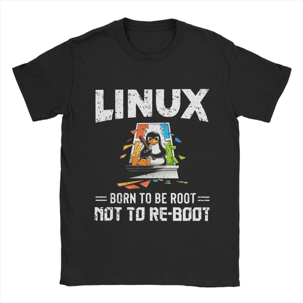 Men T-Shirts Linux Windows Vintage Cotton Tees Short Sleeve T Shirt Crew Neck Tops 4XL 5XL