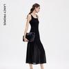 Elegant Triacetate Patchwork Fishtail Midi Dress