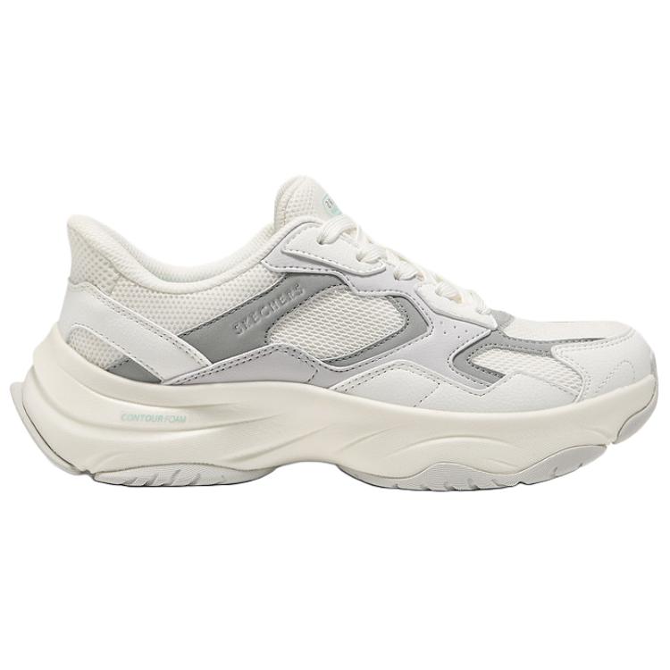 Skechers Уличные Удобные Универсальные Дышащие Поддерживающие Увеличивающие Рост Низкие Папины Кроссовки Женские Кроссовки Белый Серый 190075-WGY