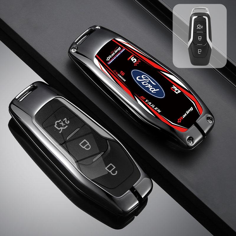 KLKY5 Car Key Case Cover Shell Racing Style Design Accessories For Ford Fusion Mondeo Mustang F-150 Explorer Edge 2015 2016 2017 2018