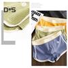 Men Boxer Underwear Mid-rise Elastic Waistband Patchwork Color Shorts Briefs U-convex Ribbed Panties Daily Wear
