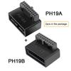 U3-091 PH19A+PH19B 2Pcs USB 3.0 20Pin Male To Female Extension Adapter Up and Down Angled 90 Degree Overmold Converter