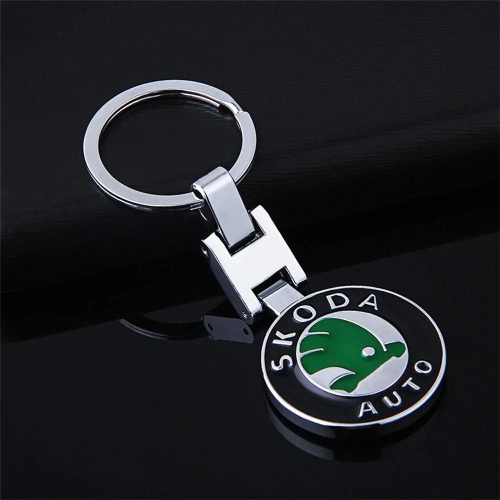 Alloy Keychains for Skoda Yeti Karoq Superb Rapid Kodiaq Octavia Fabia 2 1 A7 Tour RS Kamiq Kodiak Chrome Car Key Chain Key Ring dncp95