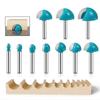 9Pc 6mm Shank Router Bit Set Carbide End Mill Tool Long Blade Round Nose Bit Core Box Solid Carbide CNC Radius Core Milling Bit
