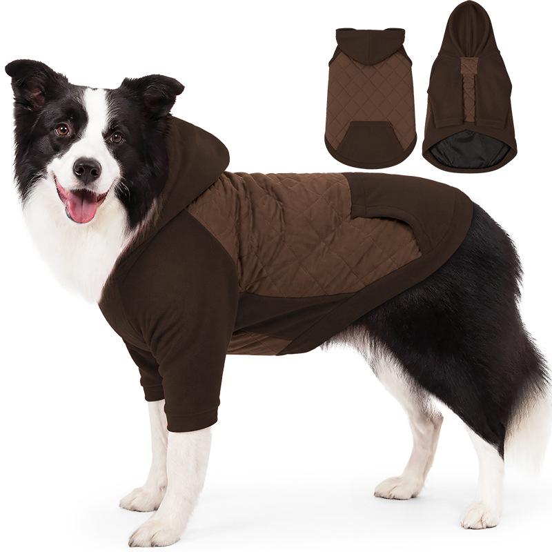 Christmas Large Dog Hooded Jacket Wind‑proof Snow‑resistant Heat‑locking Warm Winter Pet Coat for Golden Retriever Border Collie