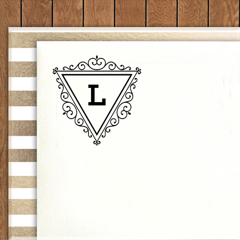 Printtoo Triangle Swirl Border L Alphabet Monogram Initial Office Stationary R-40 Self Inking Rubber