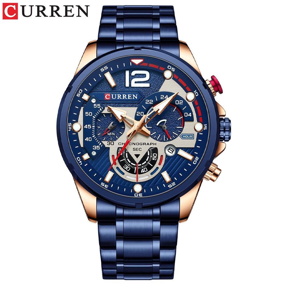 CURREN Watches Men's Sport Quartz Original Chronograph Date Wristwatches Luxury Waterproof Luminous Stainless Steel Watch Man Relogio Masculino