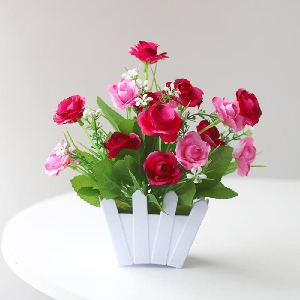 Fence Artificial Potted Flowers Simulation Bonsai New Plastic Fake Flower Living Room Ornaments