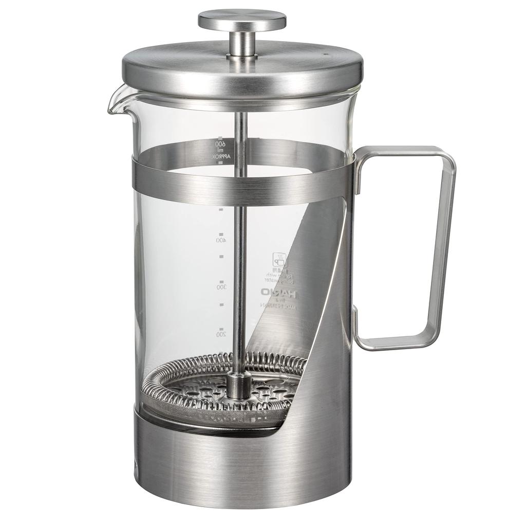 Hario 7 Press Coffee Heat Resistant Glass Stainless Steel Practical Capacity 600ml Hairline Silver THSV-4-HSV