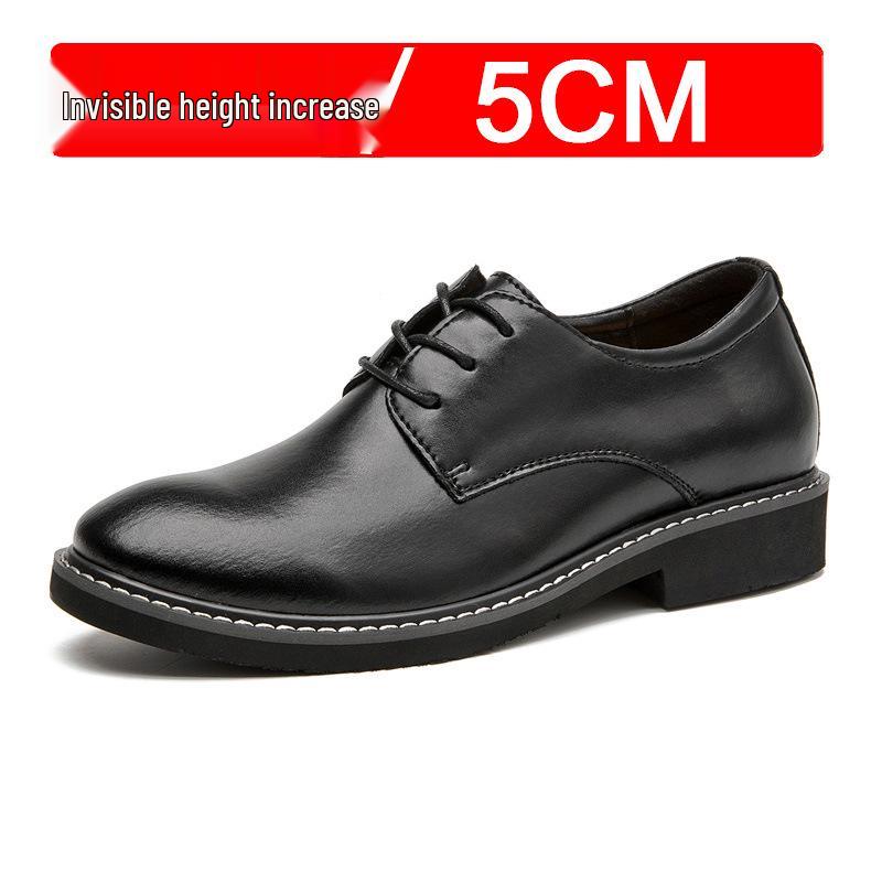 Невидимые мужские кожаные туфли, увеличивающие рост на 5 см - Business Casual, Британский стиль, Мягкая подошва для женихов и свадеб