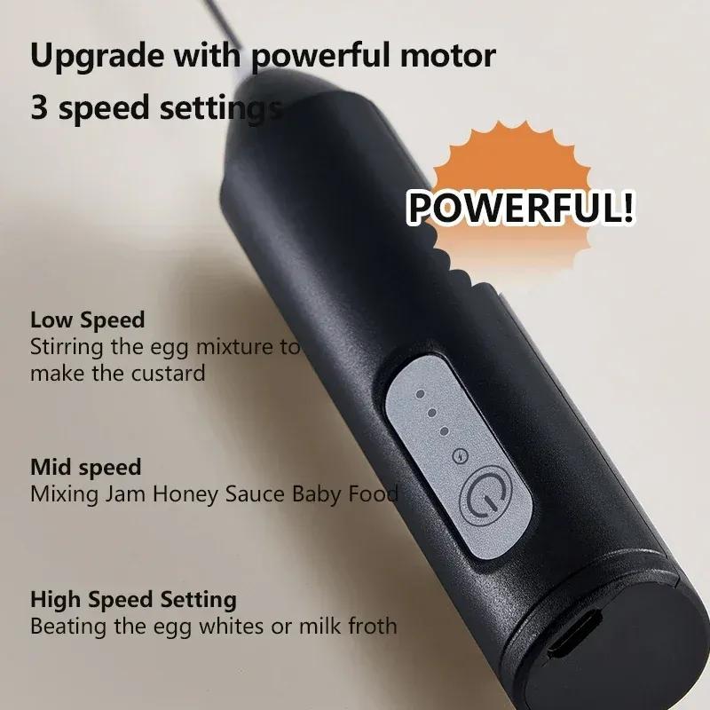 Cordless Milk Frother USB Rechargeable 3 Speeds Handheld Foam Maker for Coffee Cappuccino Latte Matcha Hot Chocolate at Home