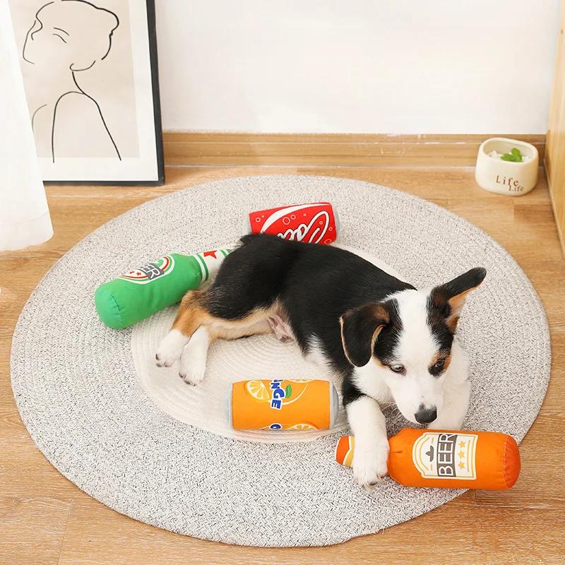 Plush Sound Toy for Big Dogs, Beer Bottle and Cola Simulation, Pet, ChFukToy, Puppy Accessories