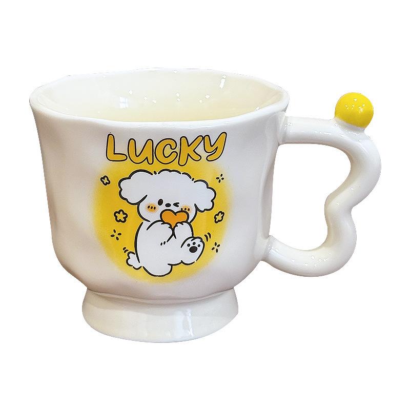 Cute Line Puppy Mug High Looking Ceramic Cup for Girls Birthday Gifts for Best Friend Practical Souvenirs