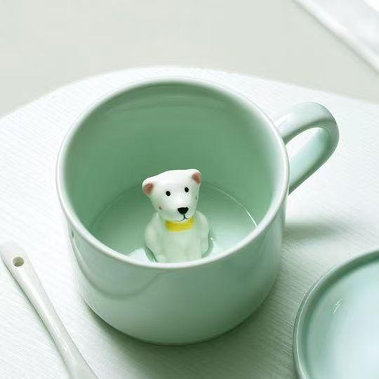 Керамическая кружка 3D с кошкой и животным внутри, фигурка собаки, кофейная чашка, чашки для чая и молока, смешное мультяшное животное, уникальный подарок на день рождения