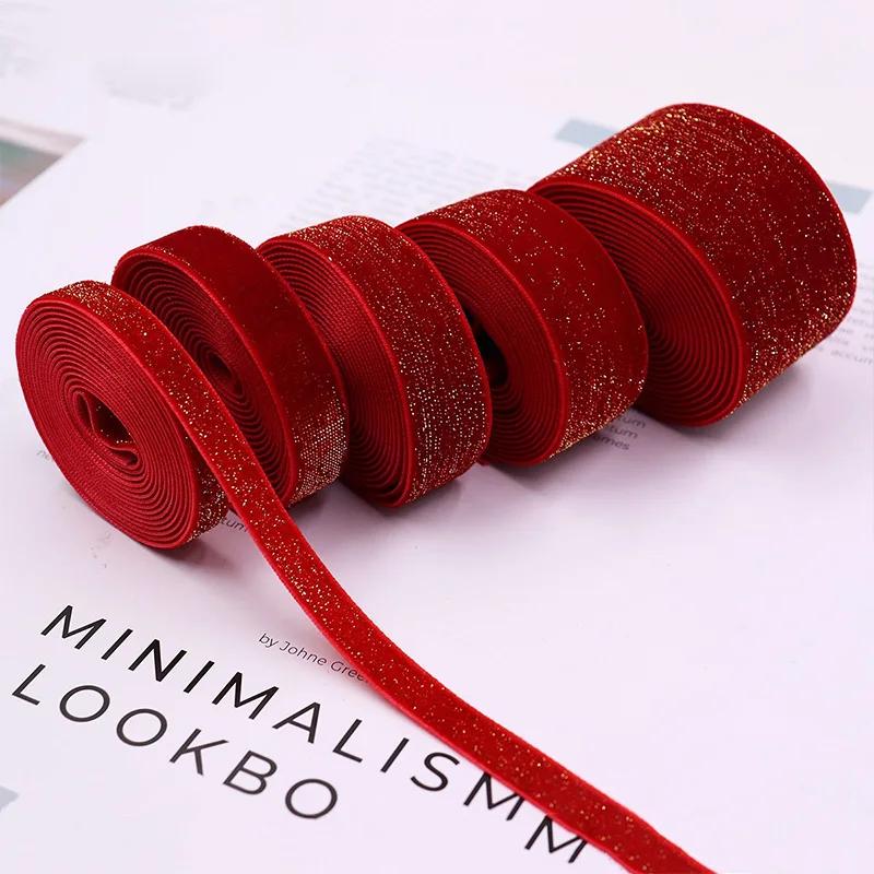 5 ярдов рождественской бархатной ленты новогодней красной праздничной ленты банты подарочной коробки упаковочная лента праздничная сцена 10/16/20/25/38 мм