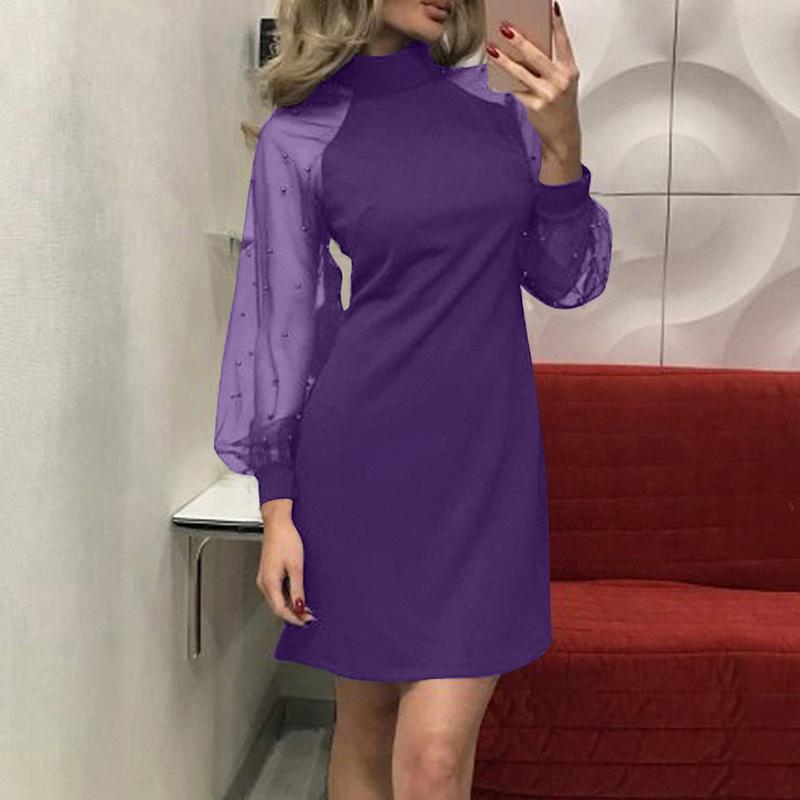 Summer Dress Round Neck Dress Women Dresses Mesh Long Sleeves Slim Hip Dress for Ladies Red Dress for Women Sexy Dresses for Women Elegant Black Dress