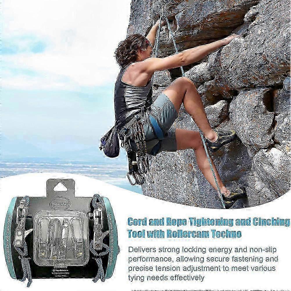 2025 Cord Rope Tightening Cinching Tool with Roller-Cam Technology for Hiking Camping Mountaineering