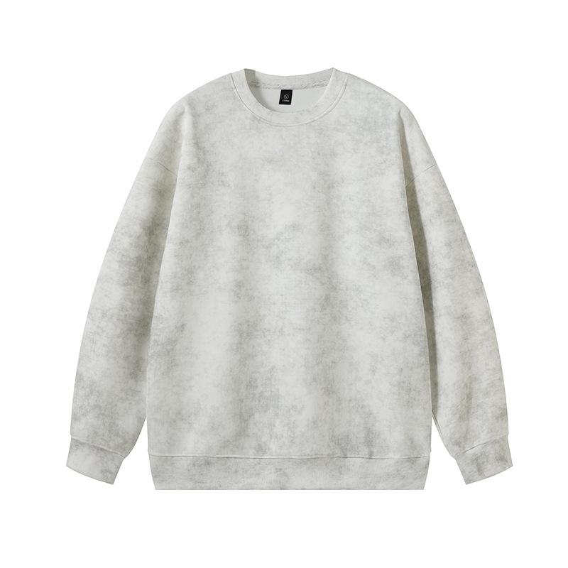 Dirty Tie-dye Sweater Men's Spring and Autumn American Retro Heavy Trend Round Neck