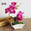 Artificial Butterfly Orchid Flower Phalaenopsis Home Office Decor with Flowerpot