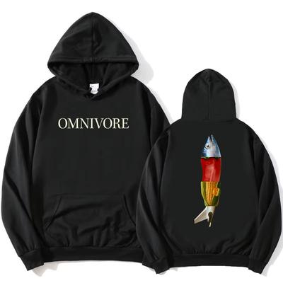 Толстовки с капюшоном Omnivore TV Fish Graphic Print, с длинным рукавом, зимние, на флисе, с карманом, свободные, унисекс, пуловеры