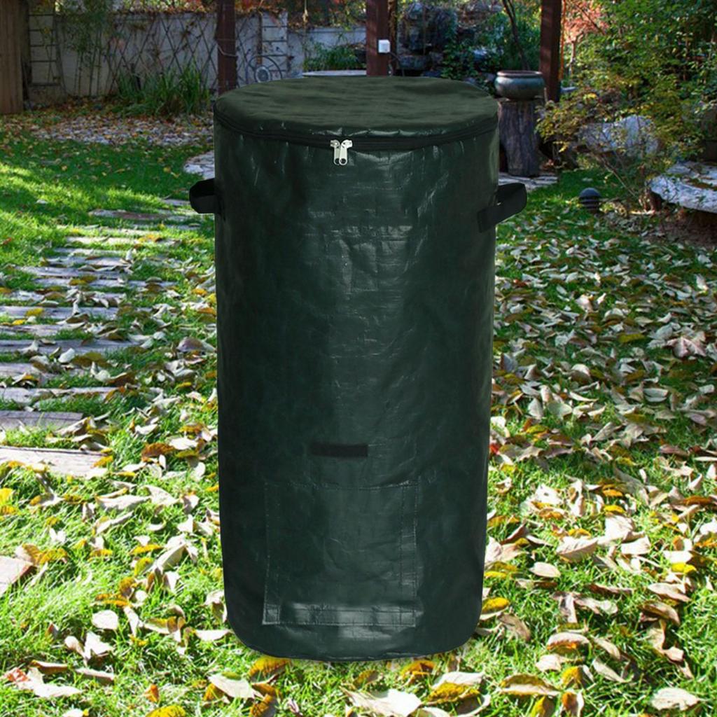 Мешок-контейнер для компоста для улицы, для сада, для двора, для отходов газона, с крышкой на молнии и ручками для сада