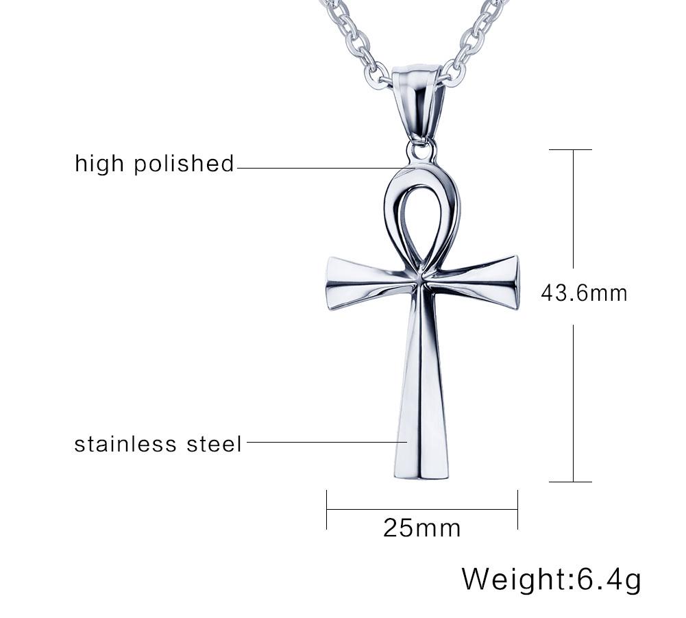 Vnox Religion Egyptian Ankh Crucifix Cross Pendant Necklaces Stainless Steel Symbol of Life Cross Pendants Prayer Gifts Jewelry