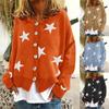 Autumn and Winter Knitted Cardigan Sweater Women Coat Long Sleeve Elegant Cardigans Jacket Female Vintage Stars Print Single Breasted Sweaters 24634
