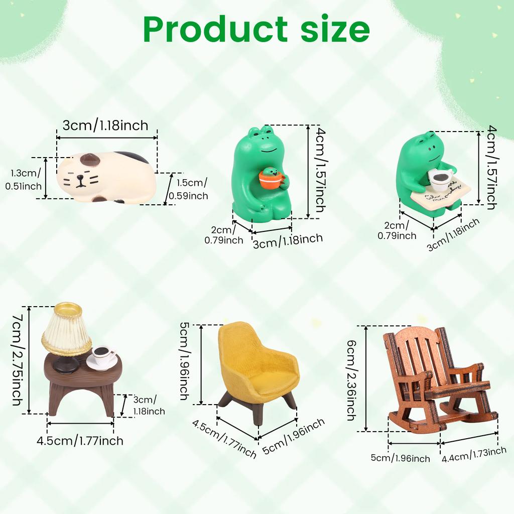 Cute Frog Cat Animal Ornaments Resin Miniature Figurines Simulation Ornament Decor for Home Office Desktop Bookshelf Decoration