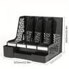 Thickened Four-Section File Holder Desktop File Organizer Box with Pen Cup, Made of PP Material, for Office Supplies