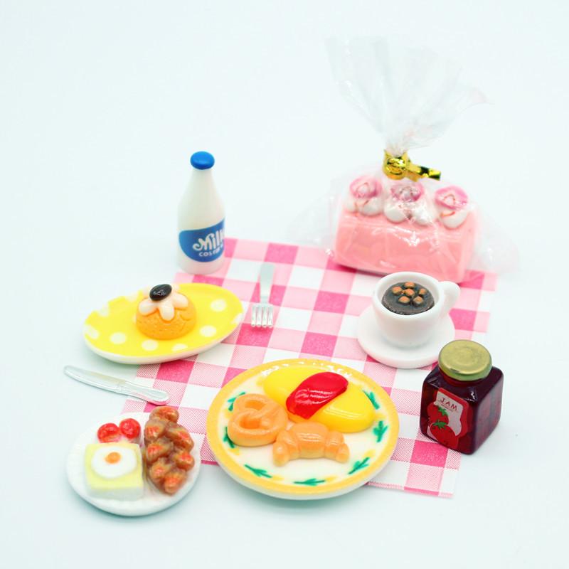 1 Набор Кукольный домик Мини Завтрак Игра Дим Сам Хлеб Джем Тарелка Модель Миниатюрная Кухня Готовка Выпечка Модель Сделай сам Кукольные Аксессуары