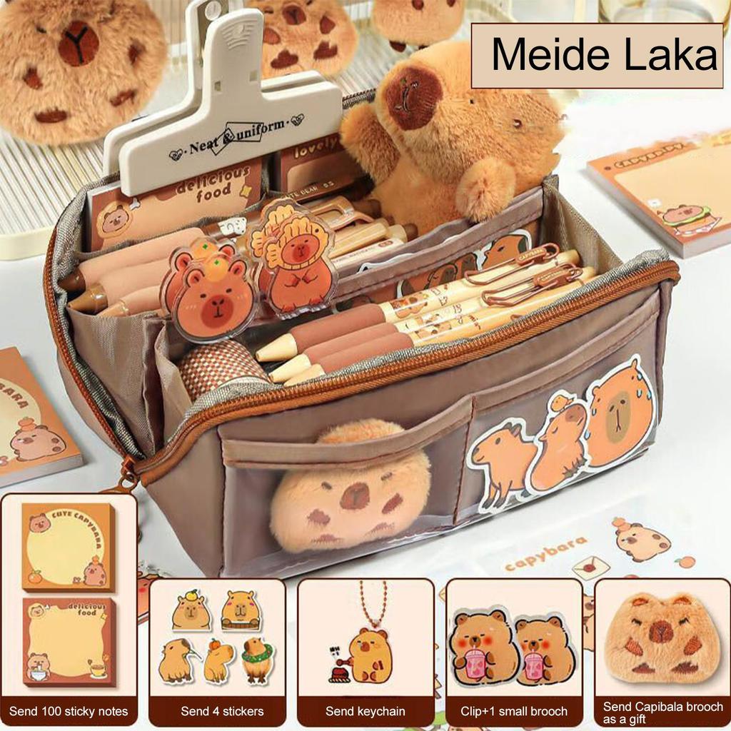 Пенал большой вместимости, пенал с капибарой, многофункциональный пенал, сумка для карандашей, сумка для хранения канцелярских принадлежностей для возвращения в школу