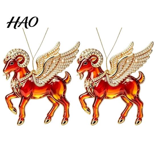 Birthday Party Favors 2Pcs 2D Goat Hanging Ornaments, Acrylic Winged Pendants, Year of Office Christmas Ornaments The Auspicious Decorations for Tree,