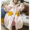 Флисовый халат с капюшоном, пижама, женский халат, Lady Star, халат, пушистый, теплый, ночная рубашка, мультяшный, утолщенный, кимоно, мягкий, пижама