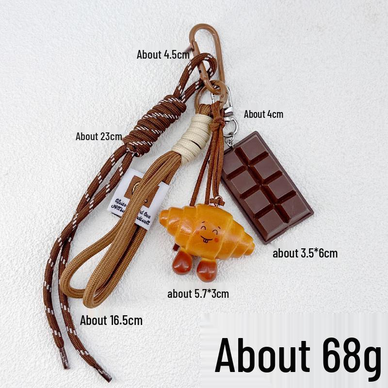 INS-Style Miu Series Alkaline Water Bread Bag - Cute Chocolate Pendant Jewelry Keychain