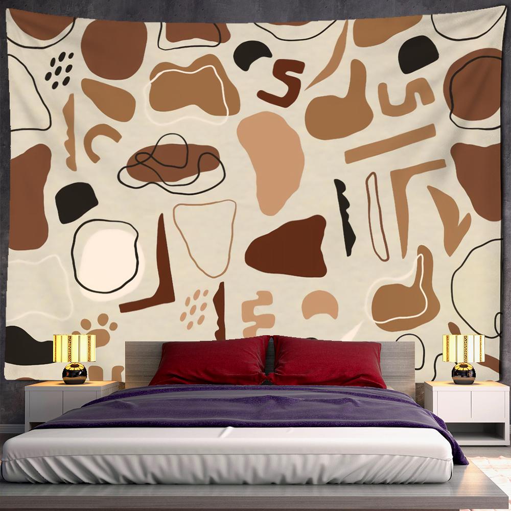 Простая линия иллюстрации гобелен настенный Ретро картина маслом в богемном стиле Ins домашний декор фоновая ткань