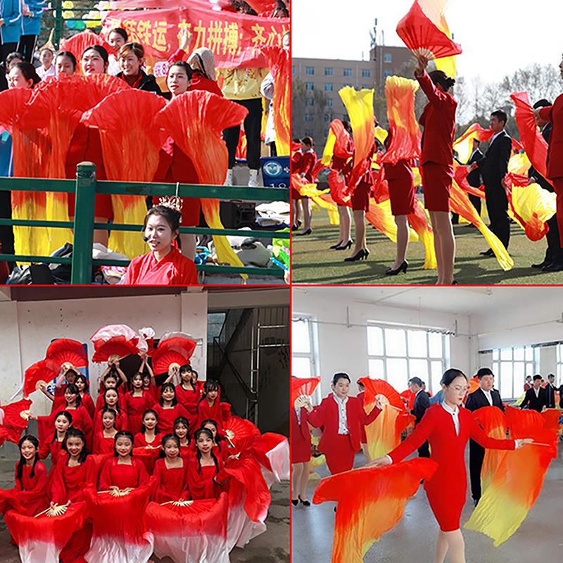 Правый веер для танцев длиной 150 см, продажа, г-жа живот, градиентный цвет, танцовщица, длинная имитация, реквизит для танцев, шелковые веера