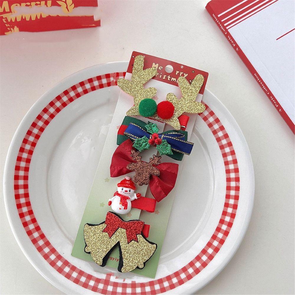 Рождественский Декор Рождественский Набор Заколок для Волос Оленьи Рога Пайетки Детские Рога Зажим для Волос Рождественская Шляпа Звезда Детский Бант Заколка для Волос