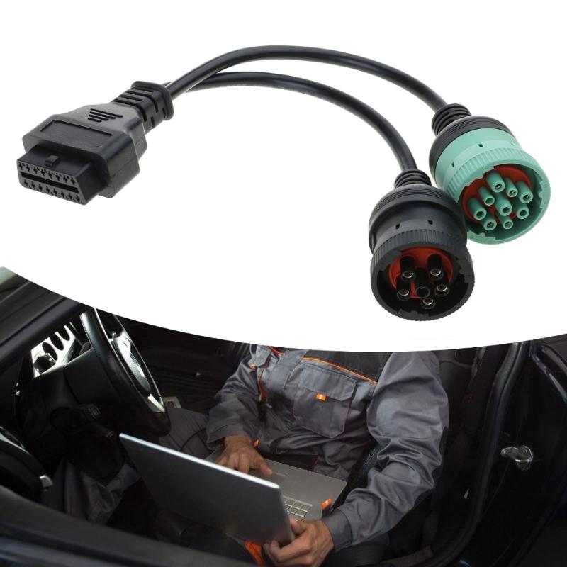 6-контактный 9-контактный на OBD2 16-контактный Адаптер Диагностический кабель для транспортных средств OBD J1939 J1708 J1587 Конвертер Кабель сканера Y-образный кабель