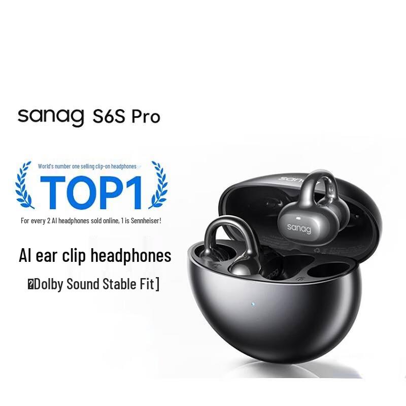 Беспроводные спортивные наушники SANAG S6SPro с открытым креплением-клипсой