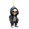 Halloween Car Ornament Cool Skeleton Acrylic Car Rearview Mirror Charm 2D Flat Skull Hanging Pendant for Car Interior Backpack Accessory