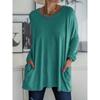 Round Neck Long Sleeved Loose Casual Women's T-shirt