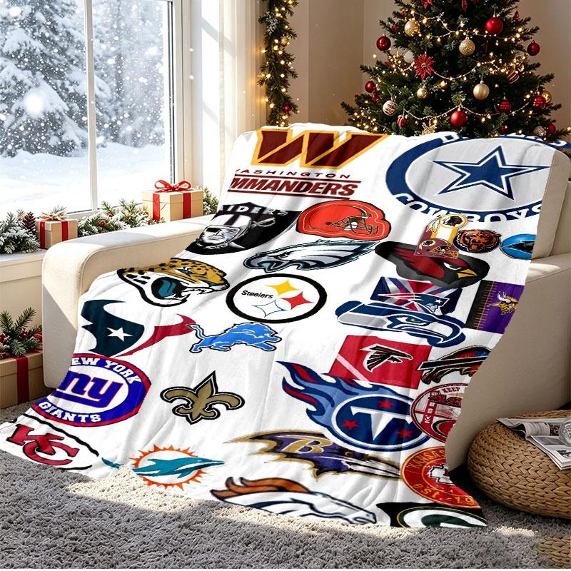 NFL Pattern Blanket for Home Decoration, Bed, Sofa, Car Travel, Camping, Suitable for All Seasons, Birthday Christmas Gift