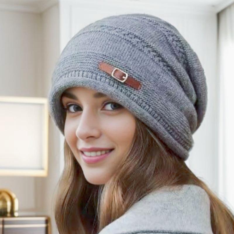 Knitted Baotou Hat Autumn Winter Fashion Loose Big Head Waist Hat Stacked Hat Velvet Hat Children