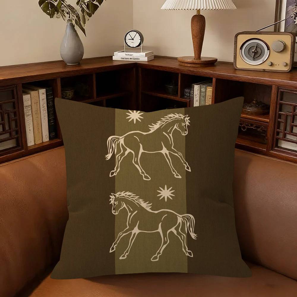 Modern Simple Geometric Light Luxury Horse Pillowcase Toon Gift Cushion Cover Bedroom Home Sofa Chair Seat Decor Pillow Case