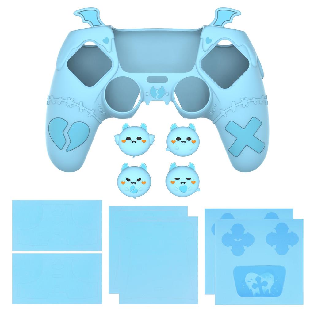 PlayVital Gothic Imp Cute Protective Cover for Ps5 4 Thumb Grip Caps and 6 Stickers Grip Cover for Ps5 Compatible with Official Ps5 Charging Station