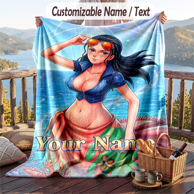 Personalized Flannel Throw Blanket,One Piece Custom Printed Name, Cozy Plush Blanket For Home Use