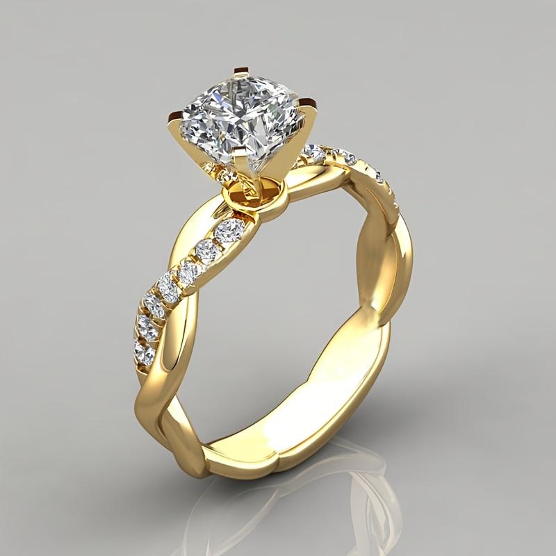 1Square synthetic zirconia princess ring Birthday Gift Wedding anniversary gift Surprise gift Engagement gift for girlfriend Valentine's Day for Male